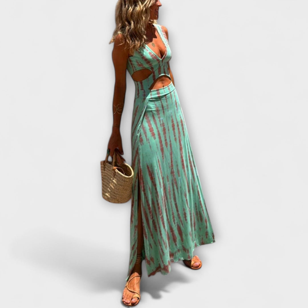 Robe extensible Ella - Eleanor Tie-Dye découpe et fente