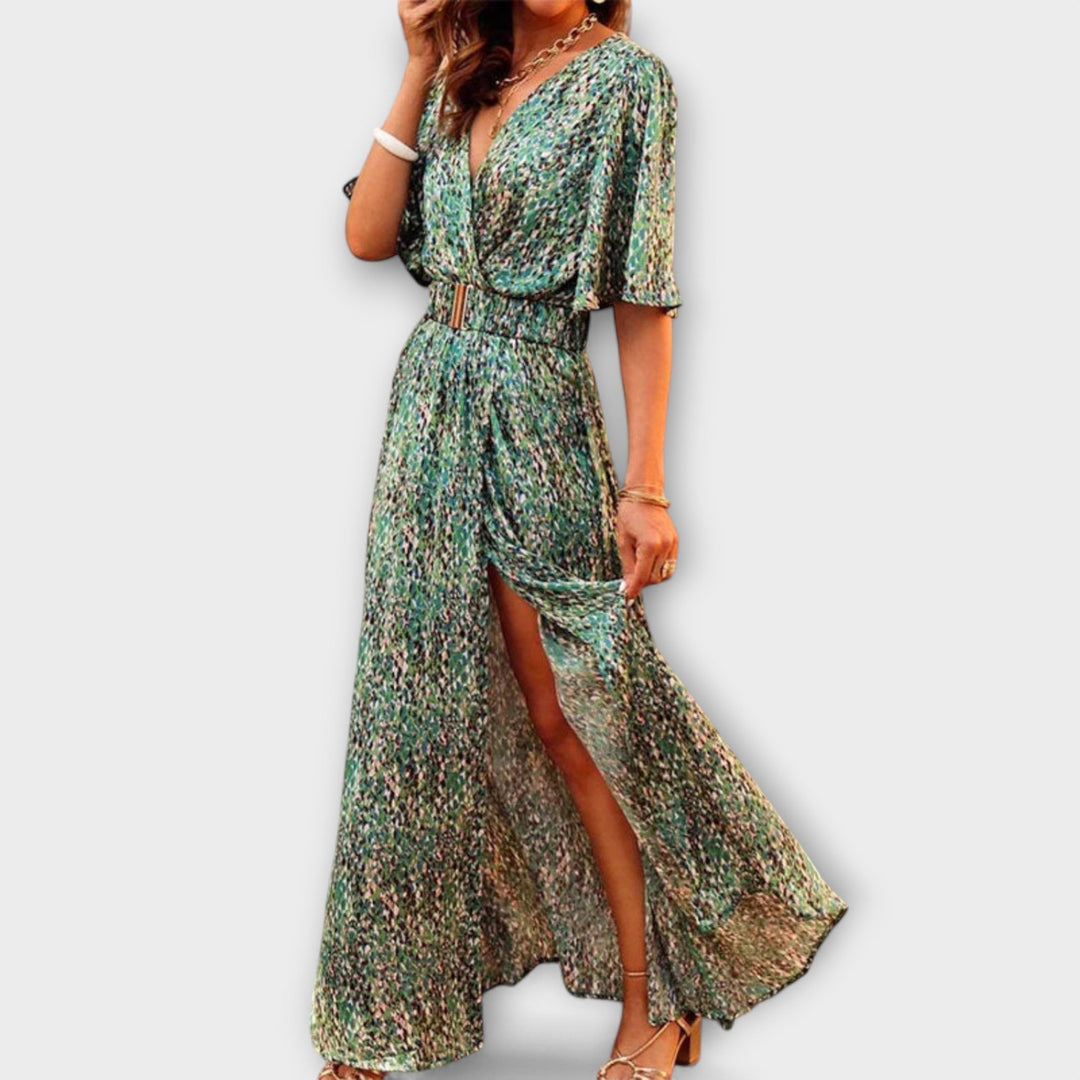 Dorothy — Abito lungo Boho con scollo a V