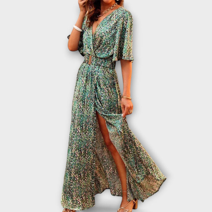 Dorothy — Abito lungo Boho con scollo a V