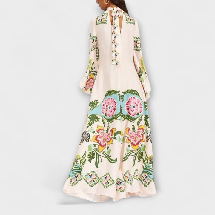 Lisa - Longue robe élégante à imprimé floral et coupe fluide