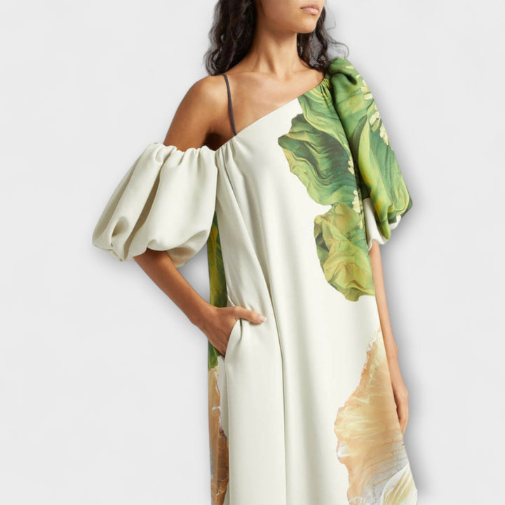 Melody - Robe longue asymétrique à fleurs