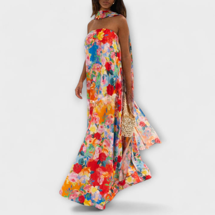 Harlow - Abito lungo floreale con spalle scoperte