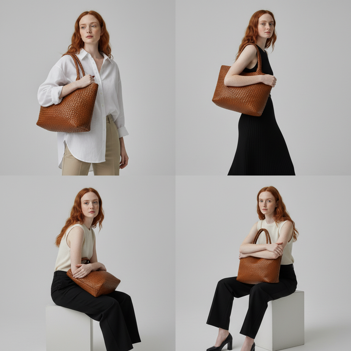 Lana Tote in pelle intrecciata a mano