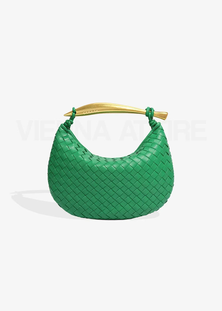 Alexandra – Borsa con Motivo Intrecciato e Manico Dorato