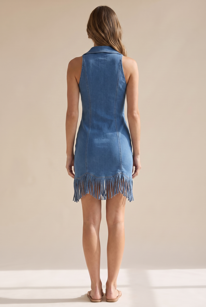 Zinia Denim Tassel Mini - dark blue back
