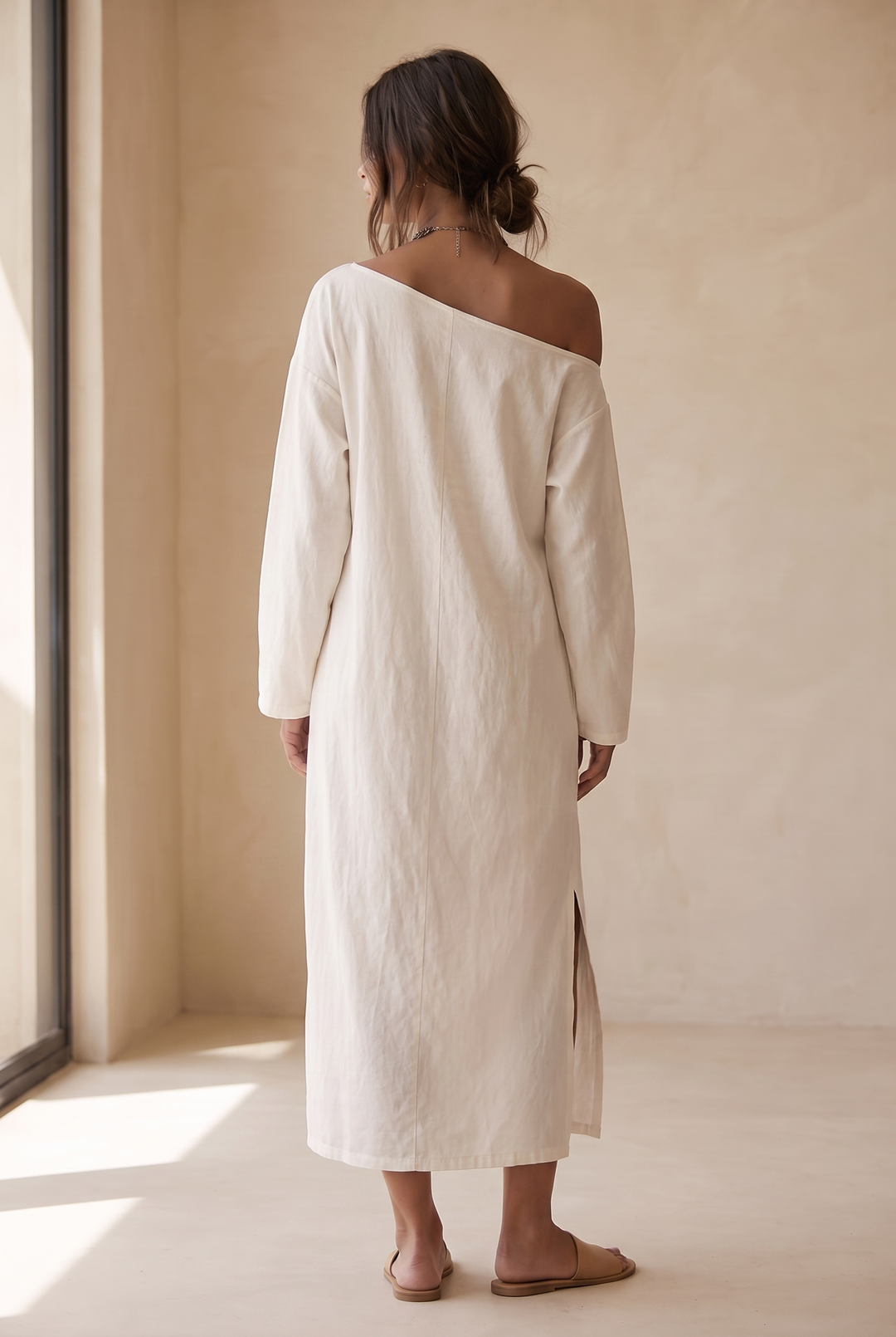 Medusa One-Shoulder Split Hem Midi - back