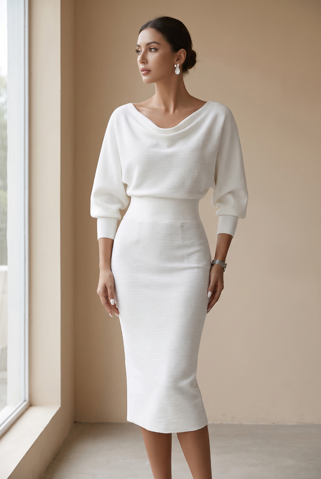 Hayden Ailany Luxurious Midi Dress - white front view