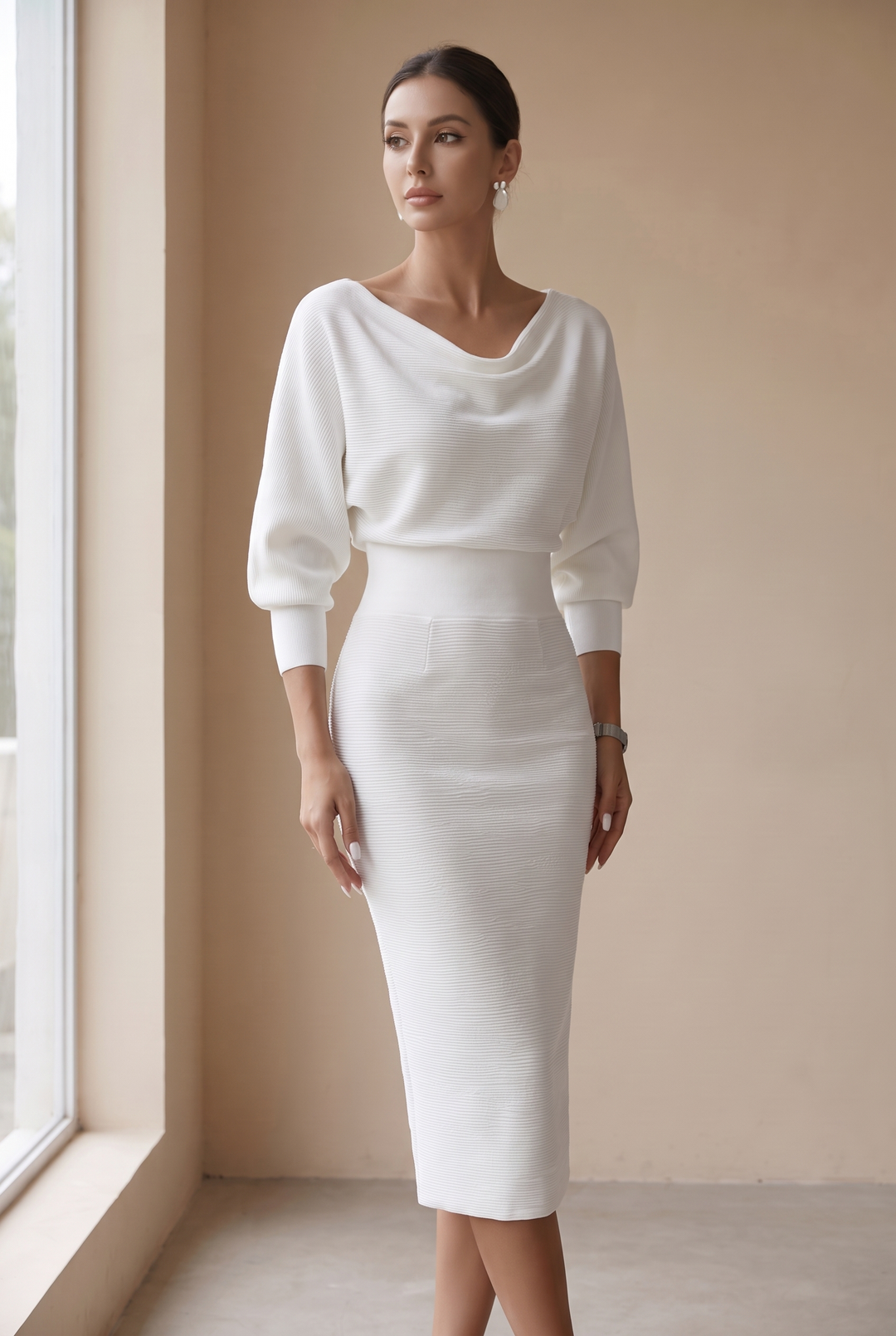 Hayden Ailany Luxurious Midi Dress - white three-quarter view