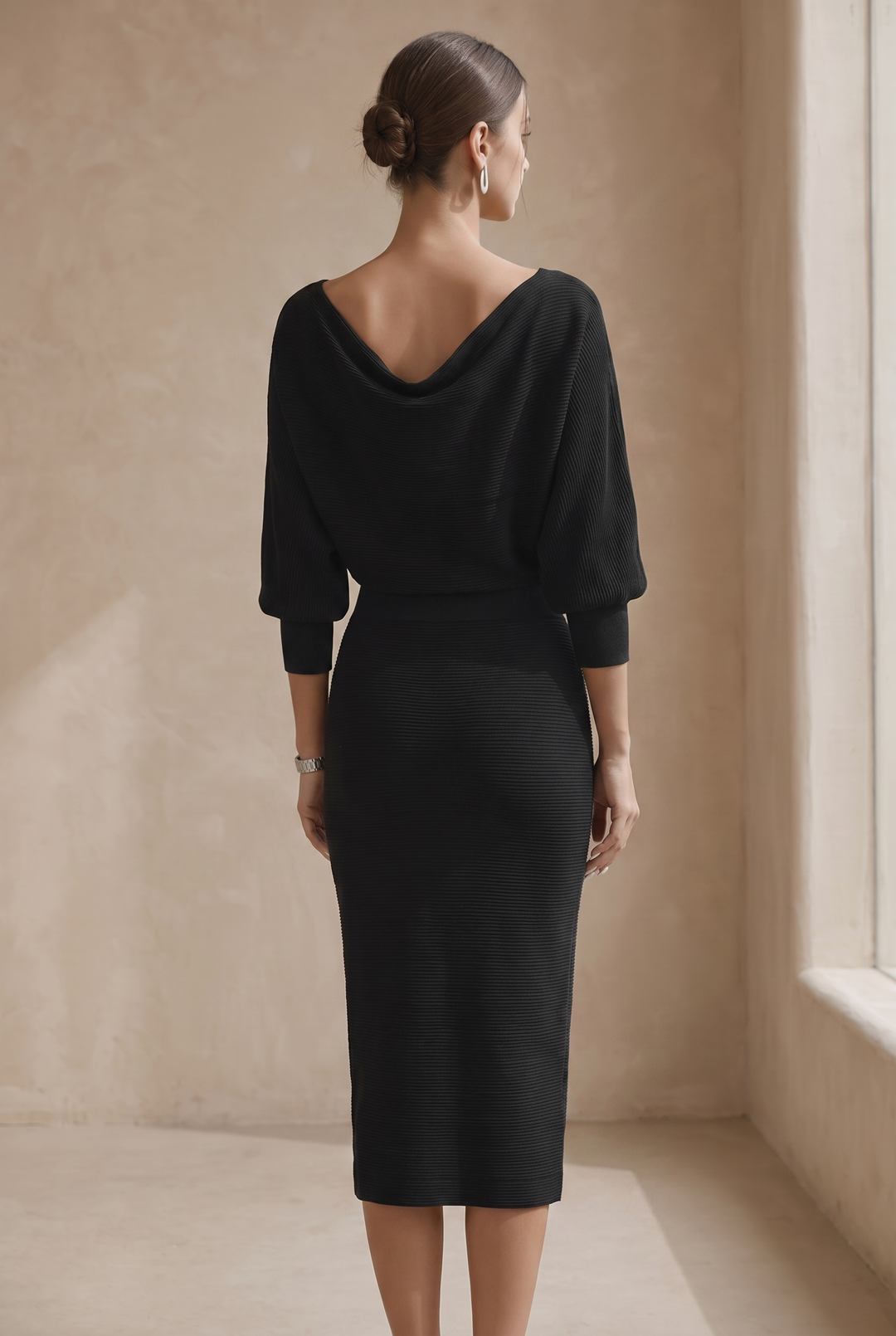 Hayden Ailany Luxurious Midi Dress - black back view