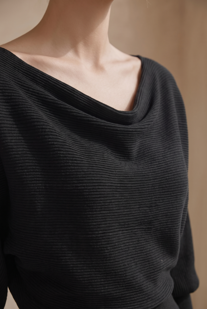 Hayden Ailany Luxurious Midi Dress - black neckline detail