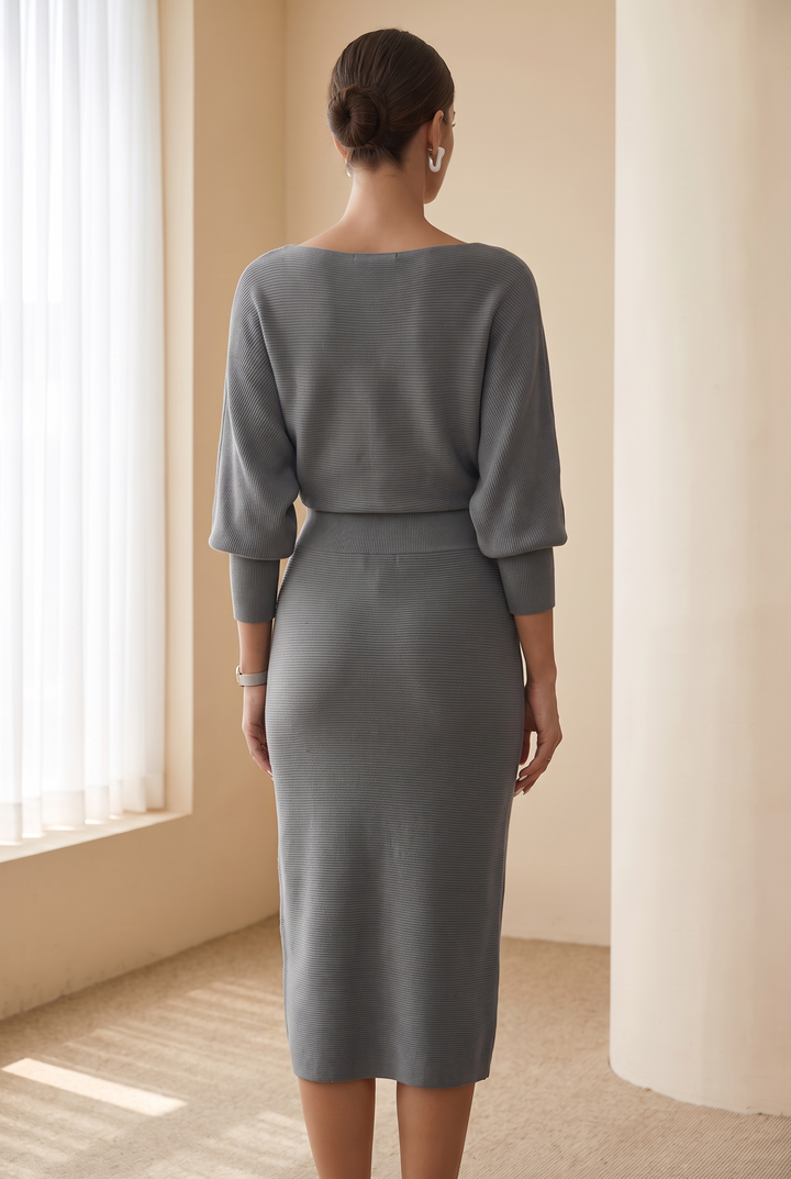 Hayden Ailany Luxurious Midi Dress - gray back view