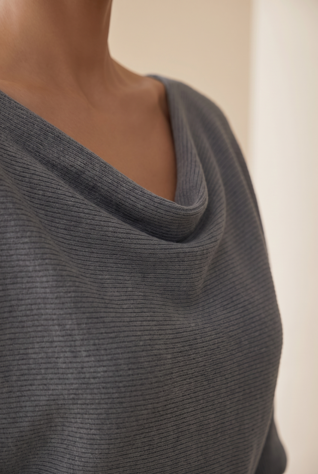 Hayden Ailany Luxurious Midi Dress - gray neckline detail