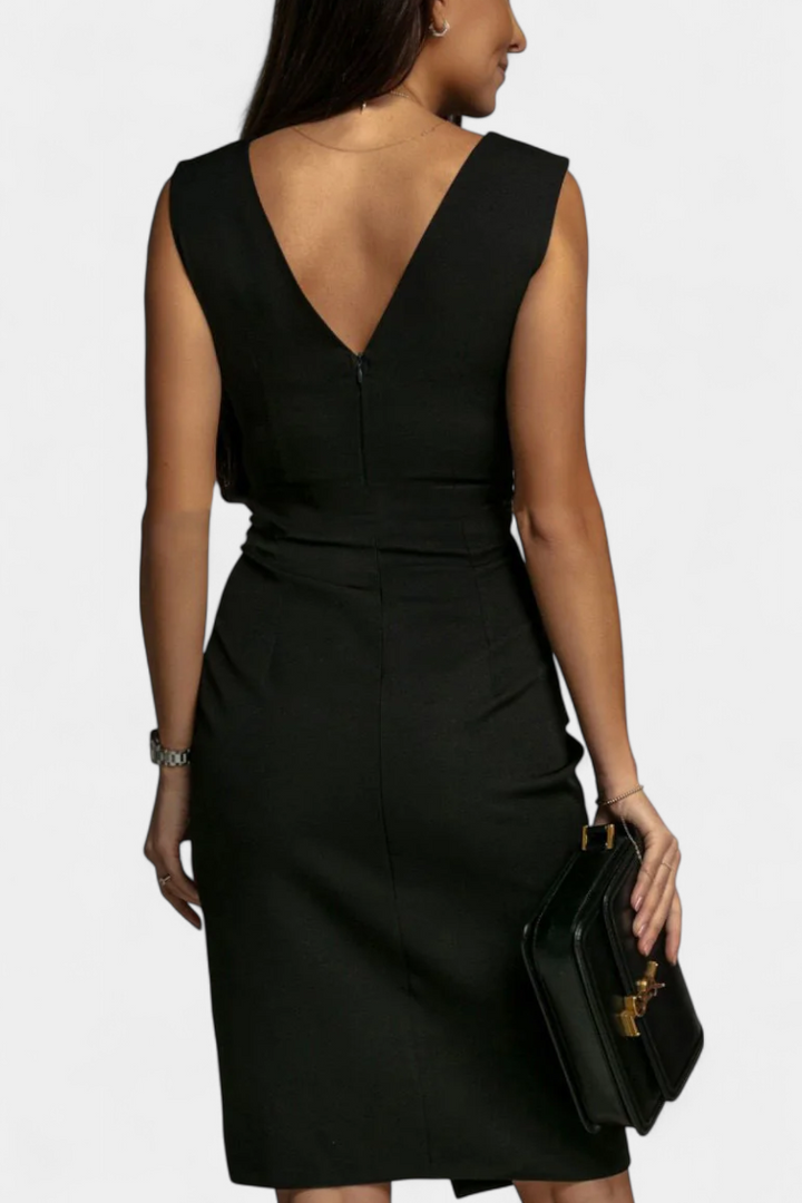 Robe fourreau élégante Rosanna avec décolleté en V et fente latérale