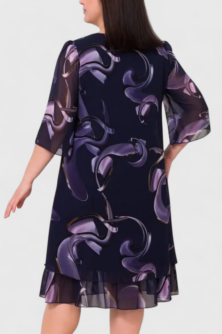 Abito in chiffon Shriley con stampa Midnight Swirl e silhouette fluida