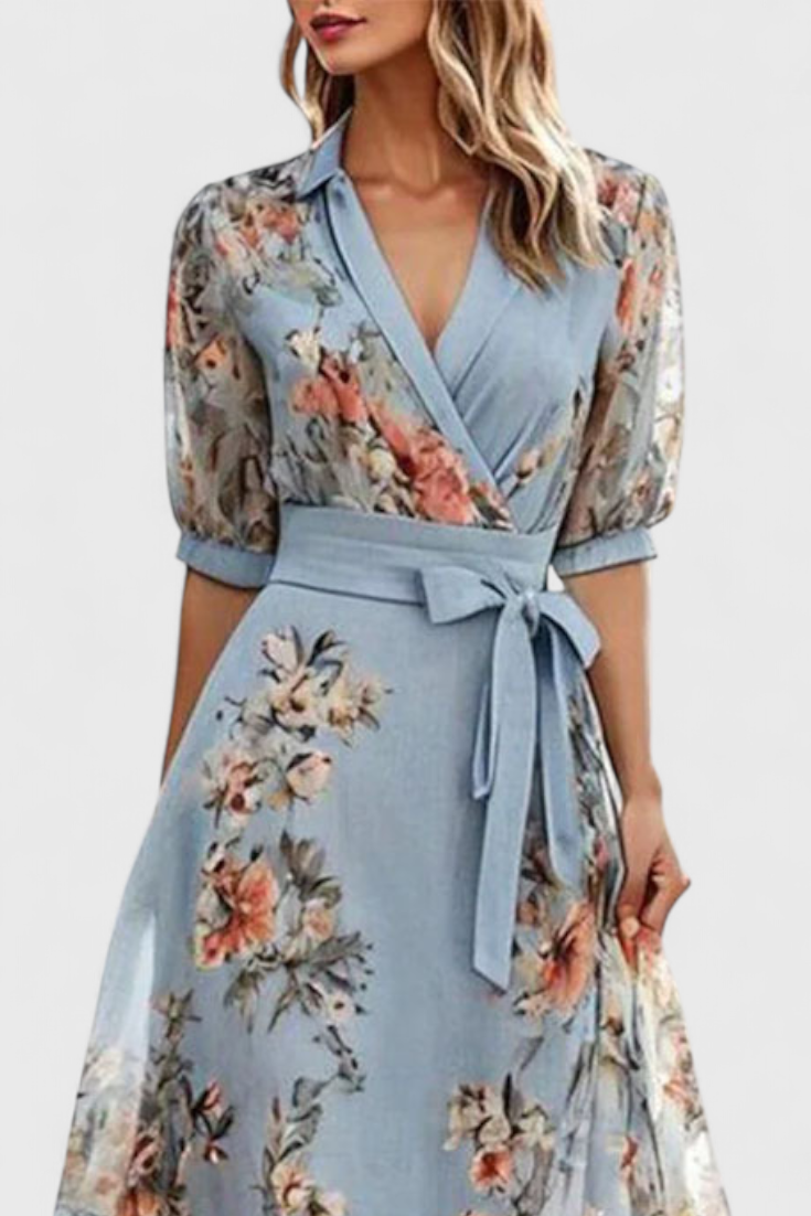 Abito midi floreale Arlet con scollo a V