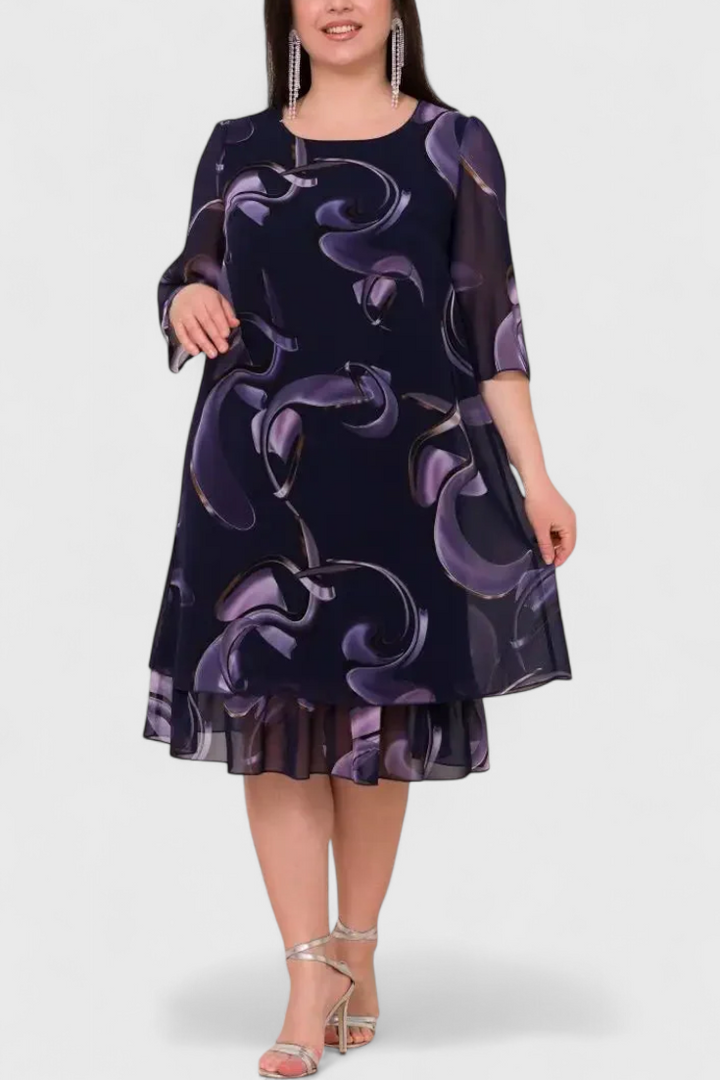 Abito in chiffon Shriley con stampa Midnight Swirl e silhouette fluida