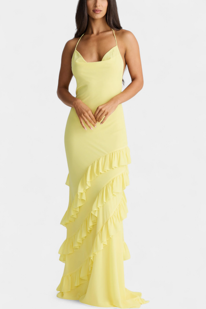 Robe longue Padeline à volants et dos nu