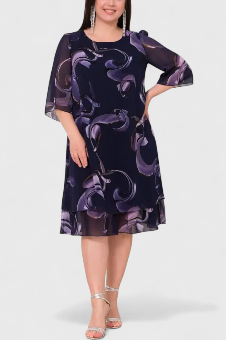 Abito in chiffon Shriley con stampa Midnight Swirl e silhouette fluida