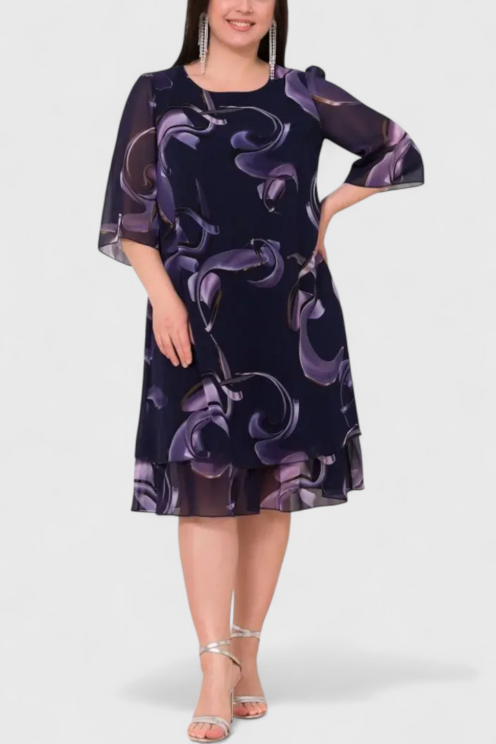 Abito in chiffon Shriley con stampa Midnight Swirl e silhouette fluida