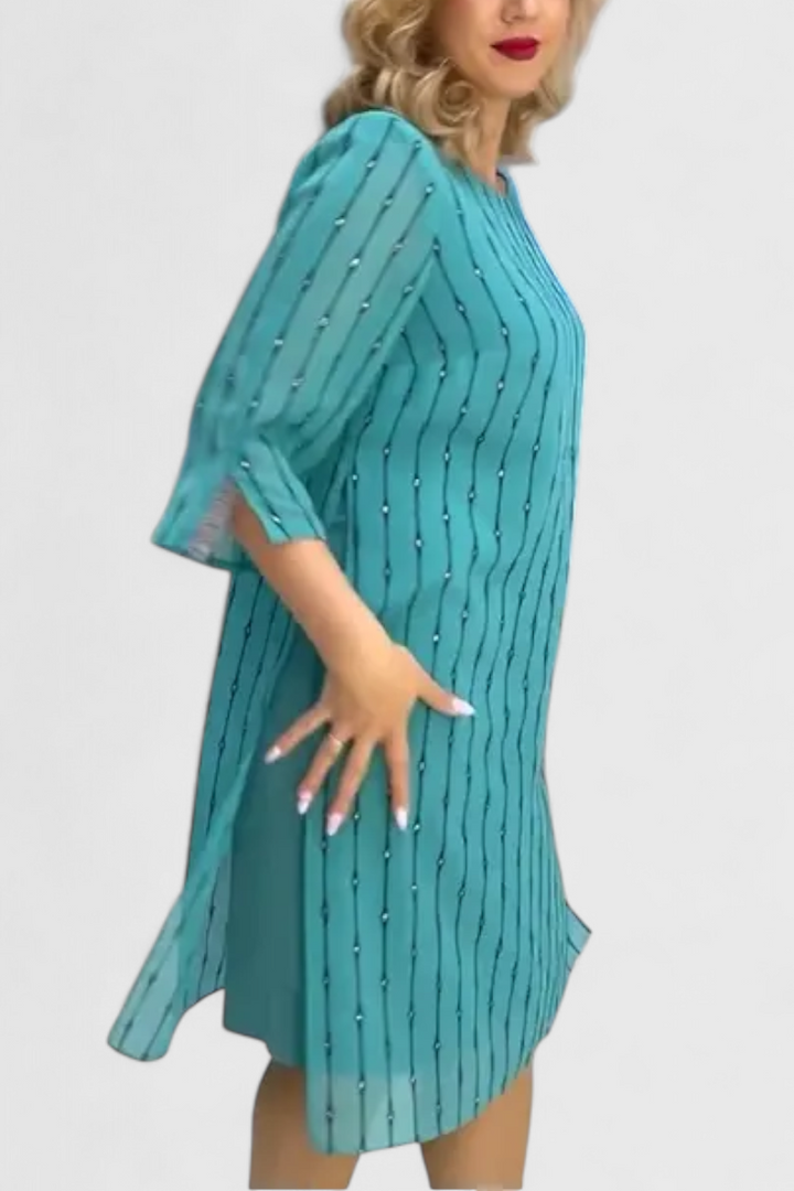 olly Elegant Chiffon Dress with Classic Cut and Shiny Drape