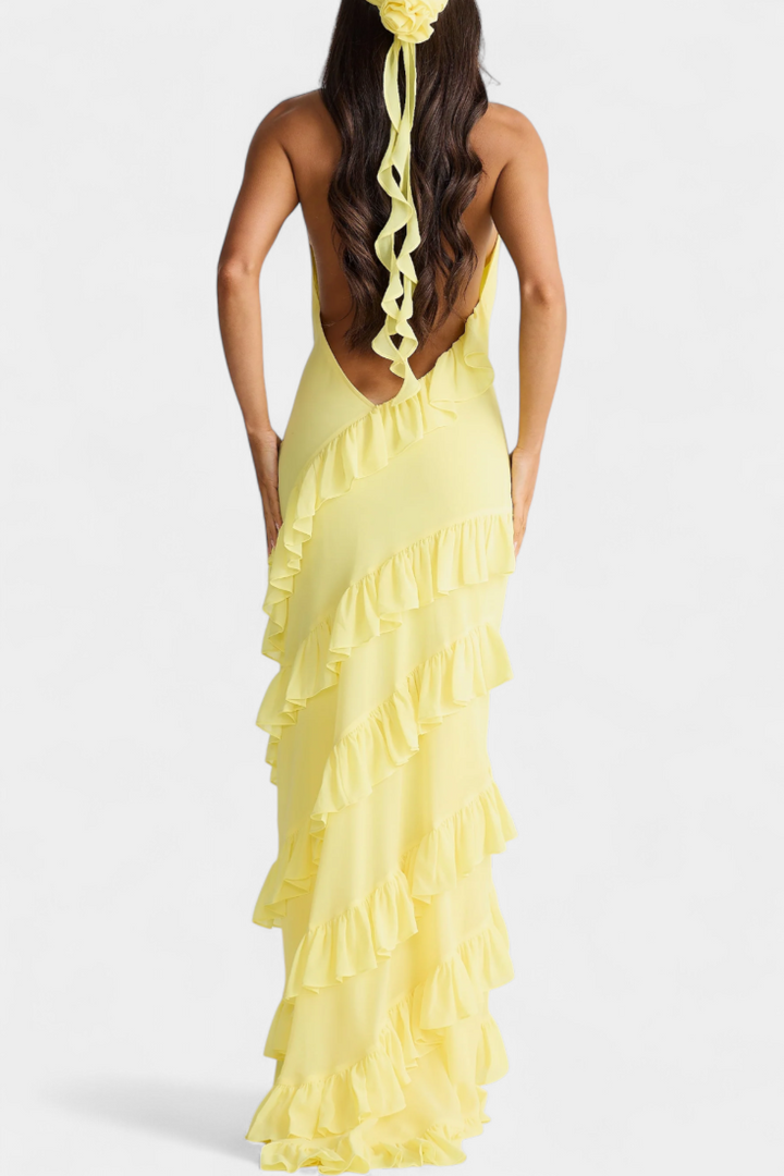 Robe longue Padeline à volants et dos nu