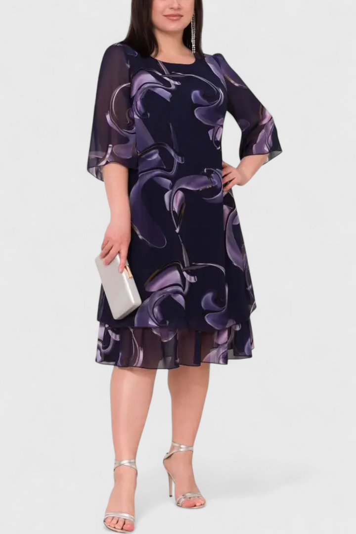 Abito in chiffon Shriley con stampa Midnight Swirl e silhouette fluida