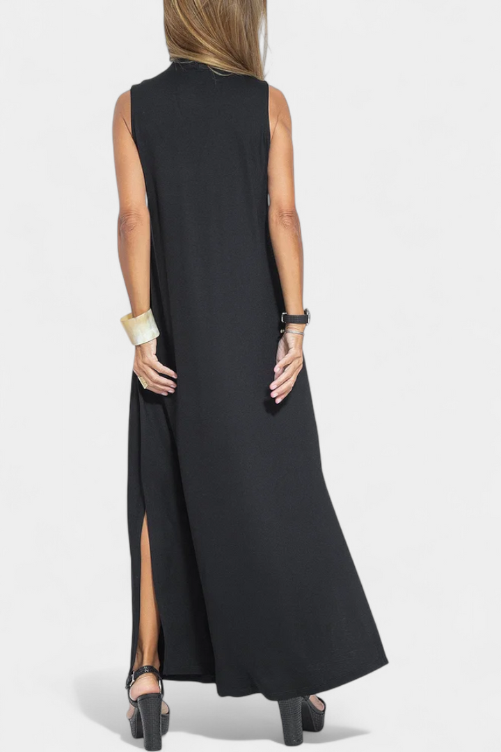 Robe longue sans manches Felisa élégante de couleur unie