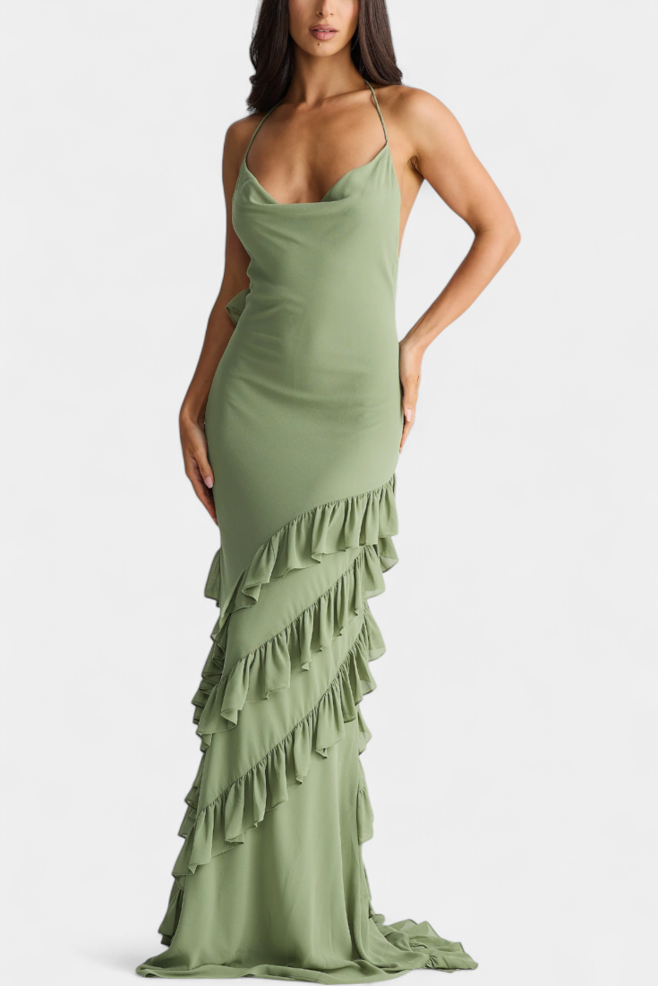 Robe longue Padeline à volants et dos nu