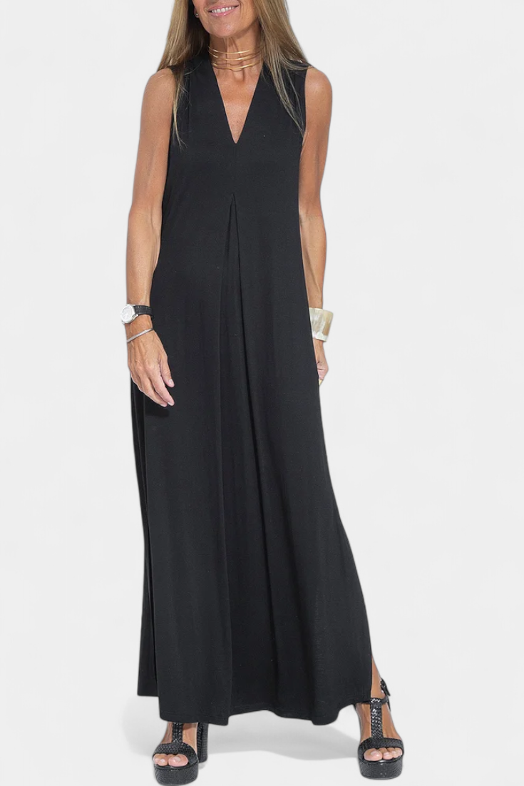 Robe longue sans manches Felisa élégante de couleur unie