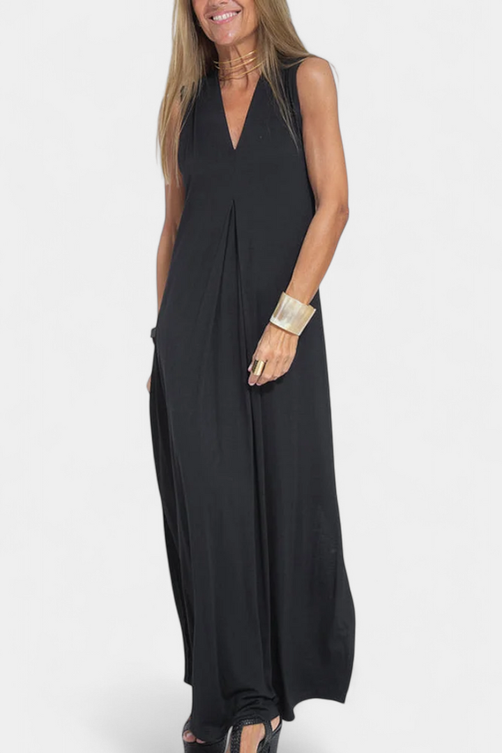 Robe longue sans manches Felisa élégante de couleur unie