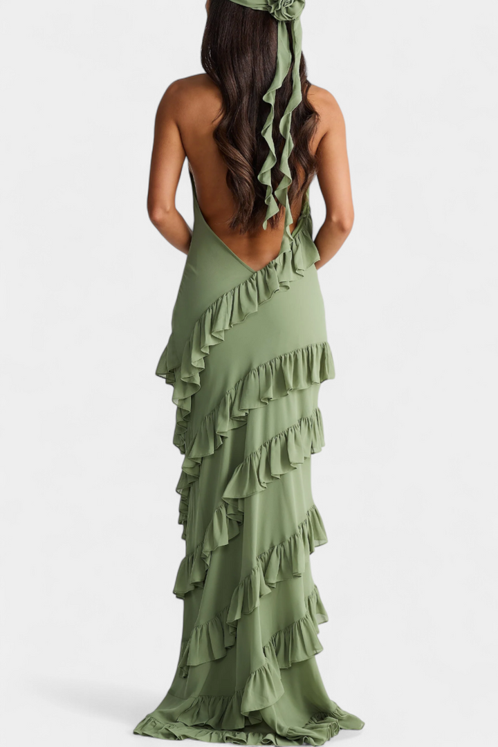 Robe longue Padeline à volants et dos nu