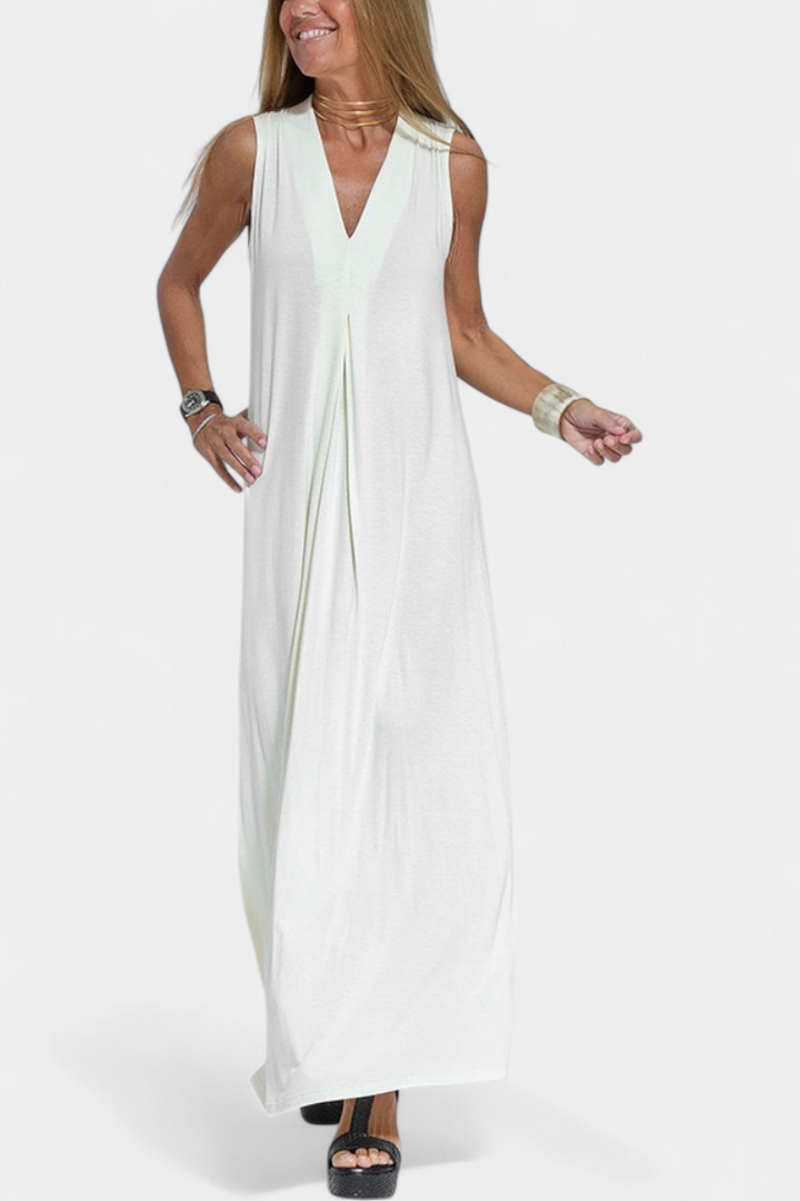 Robe longue sans manches Felisa élégante de couleur unie