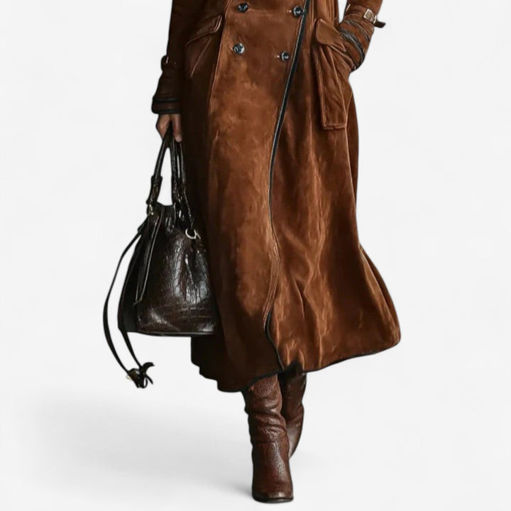 Amarah – Trench in pelle scamosciata lunga