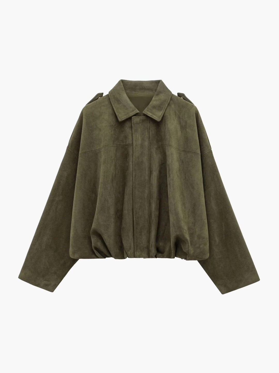 Women's Faux Suede Bomber Jacket with Collar