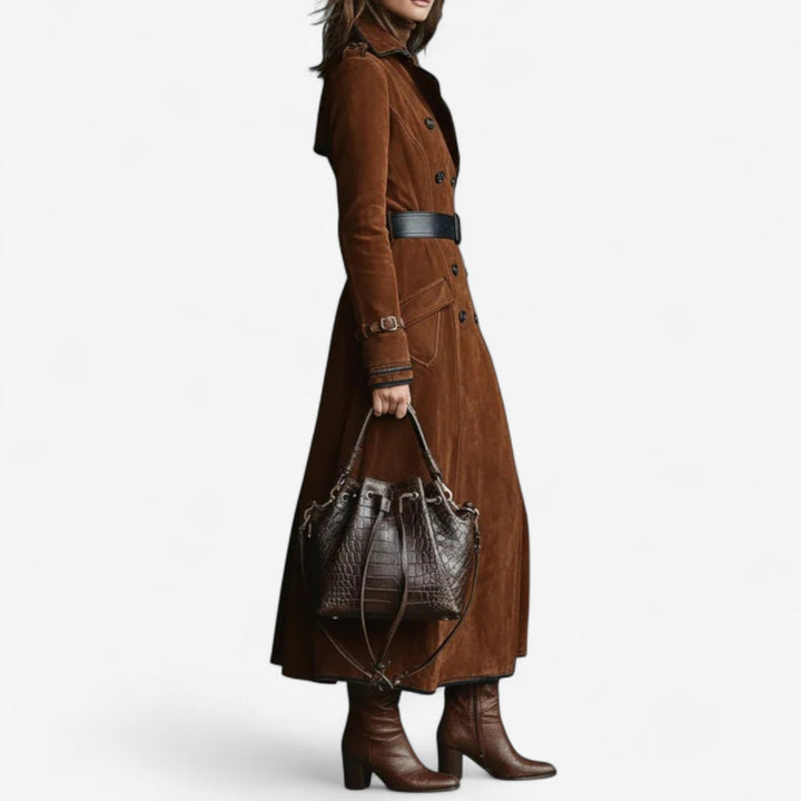 Amarah – Trench in pelle scamosciata lunga