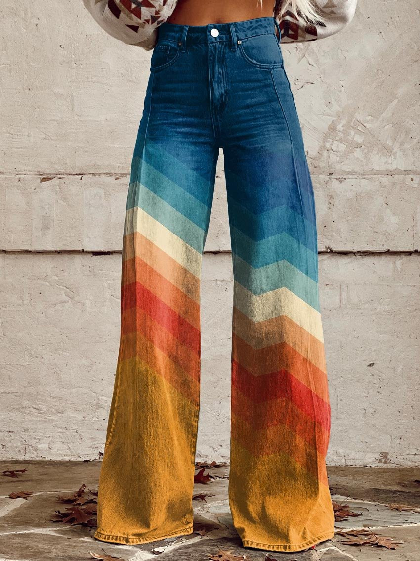 Jodie | Pantaloni a gamba larga Sunset Chevron