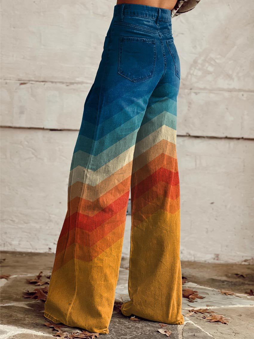 Jodie | Pantaloni a gamba larga Sunset Chevron