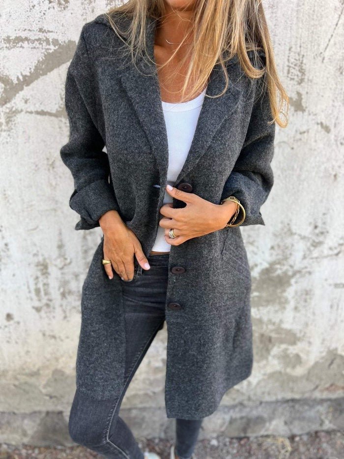Gia - Cappotto con colletto a revers e bottoni frontali