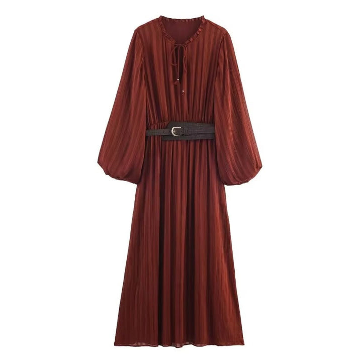 Zevella | Round Neck Long Sleeve Dress