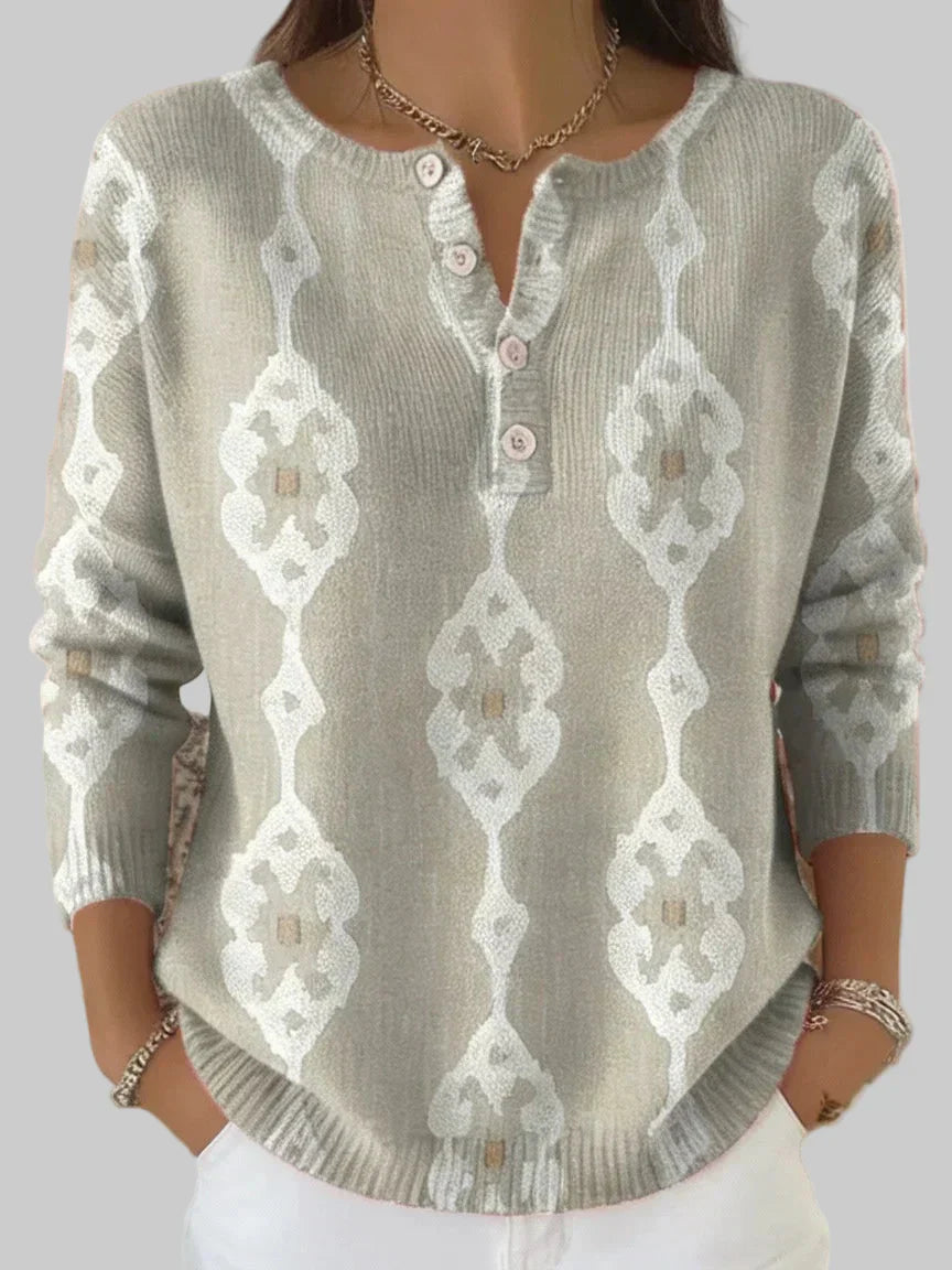 Keira | Maglione vintage astratto abbottonato