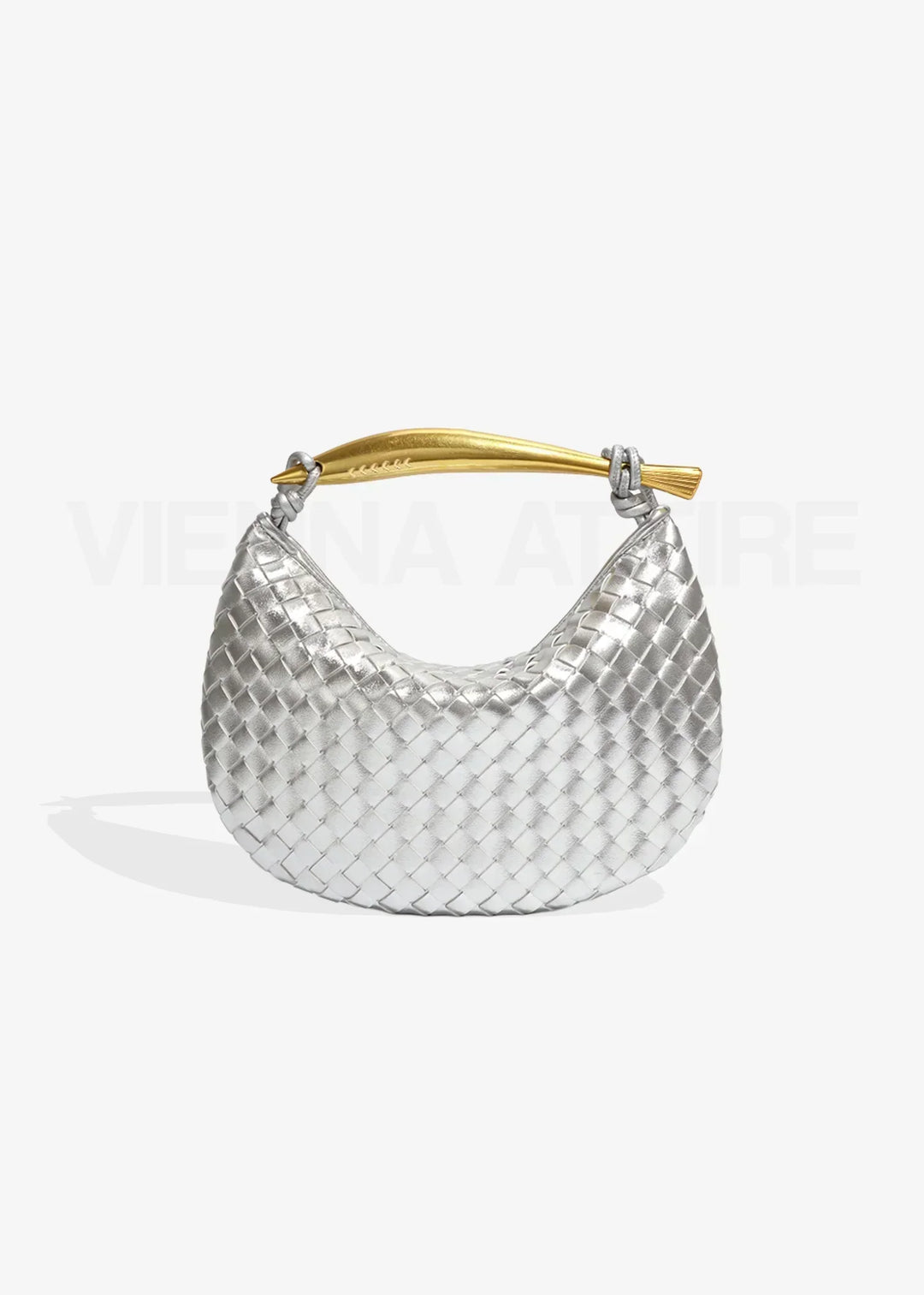 Alexandra – Borsa con Motivo Intrecciato e Manico Dorato