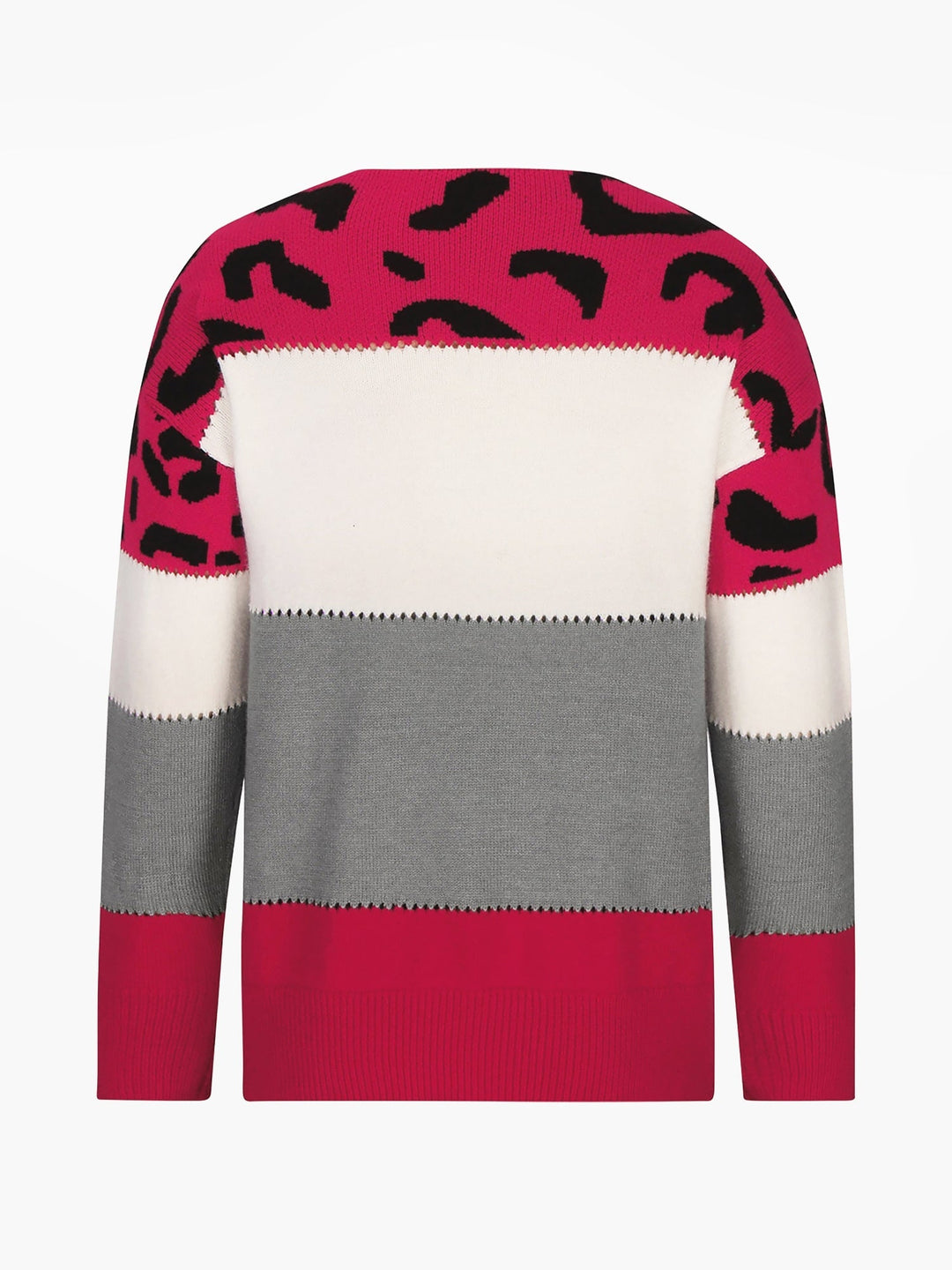 Effortless Sweatshirt for Women with Leopard Print Color Block Crewneck Knit Style