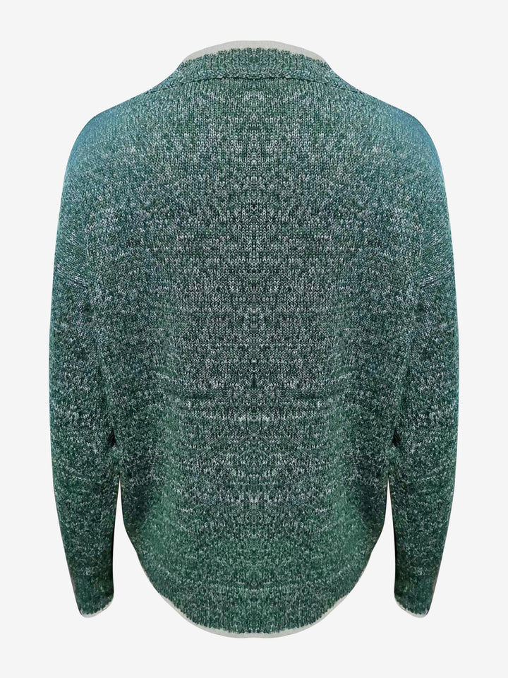 Felpa comoda da donna con scollo a V intagliato e maniche lunghe in maglia