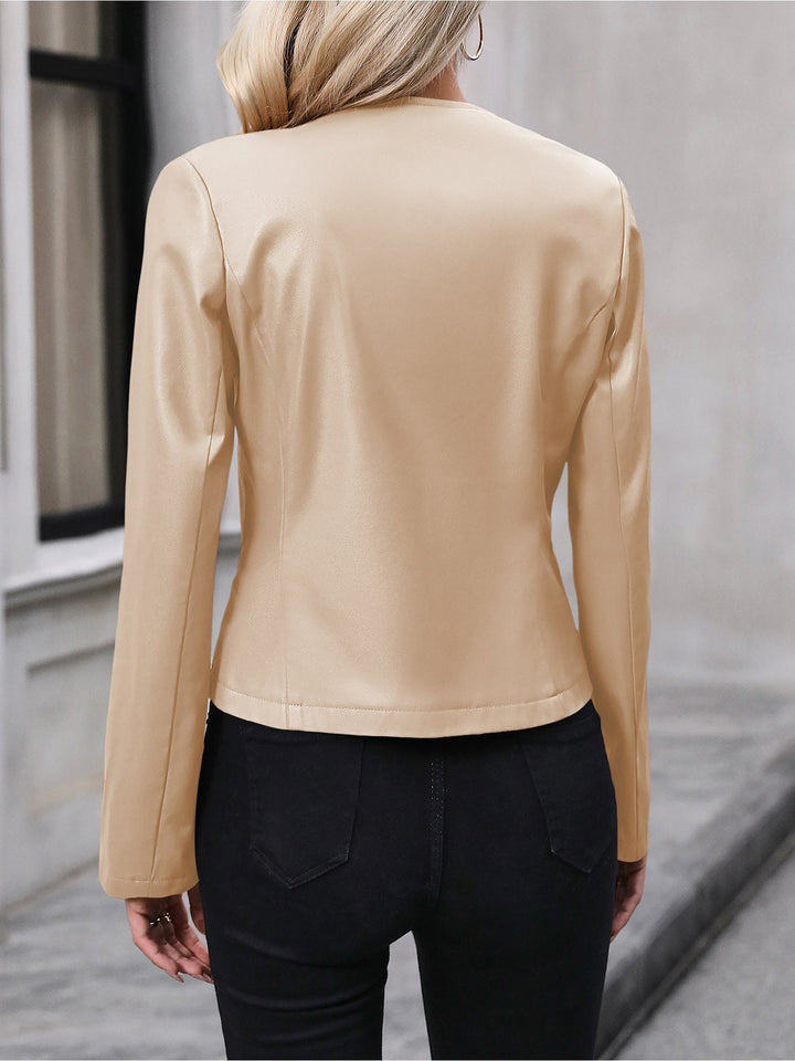 Effortless Leather Jacket for Women with Zip Front Cropped Moto Style