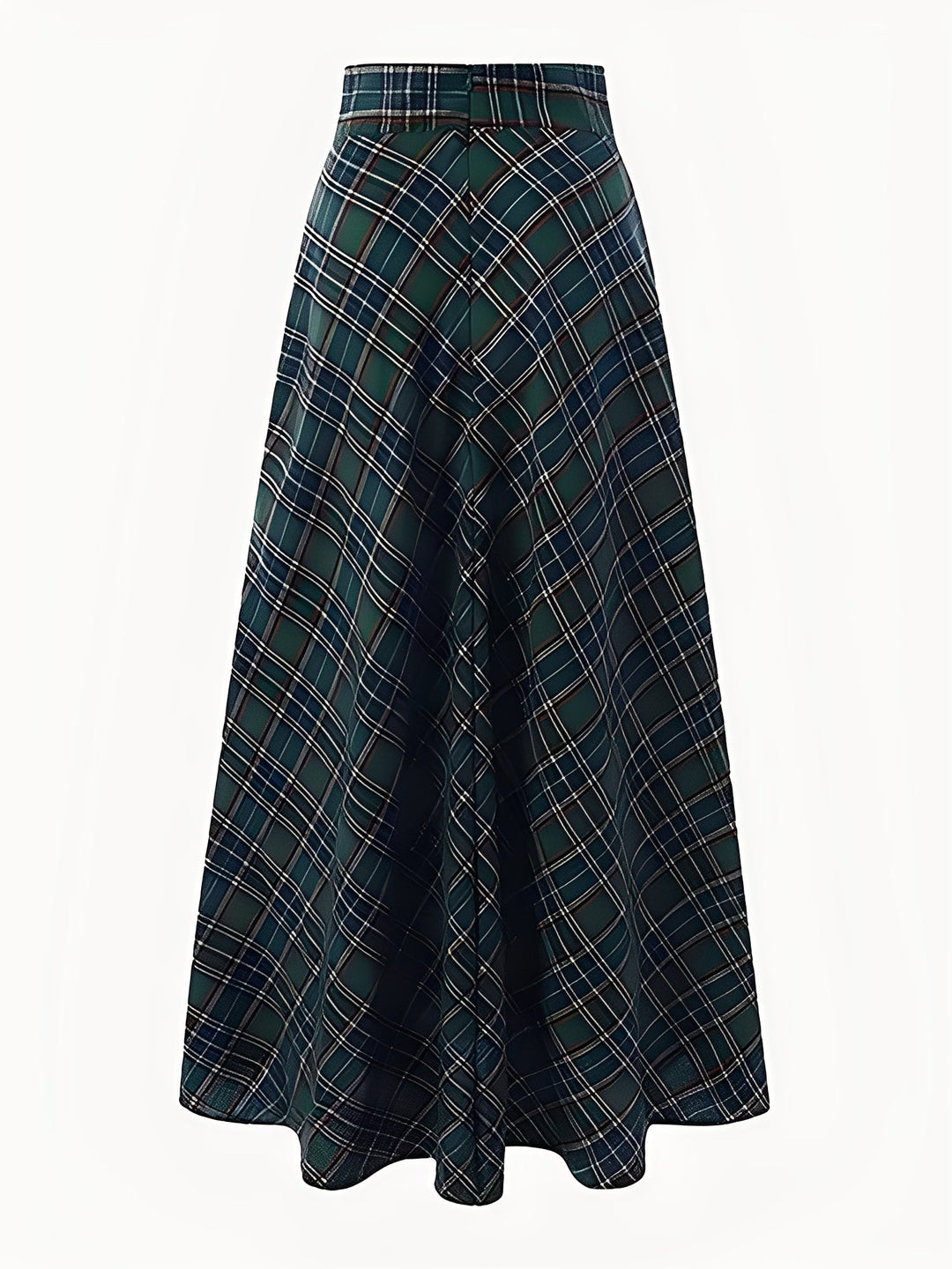 Stylish Maxi Skirts for Women with Plaid Pockets A-Line Holiday Style
