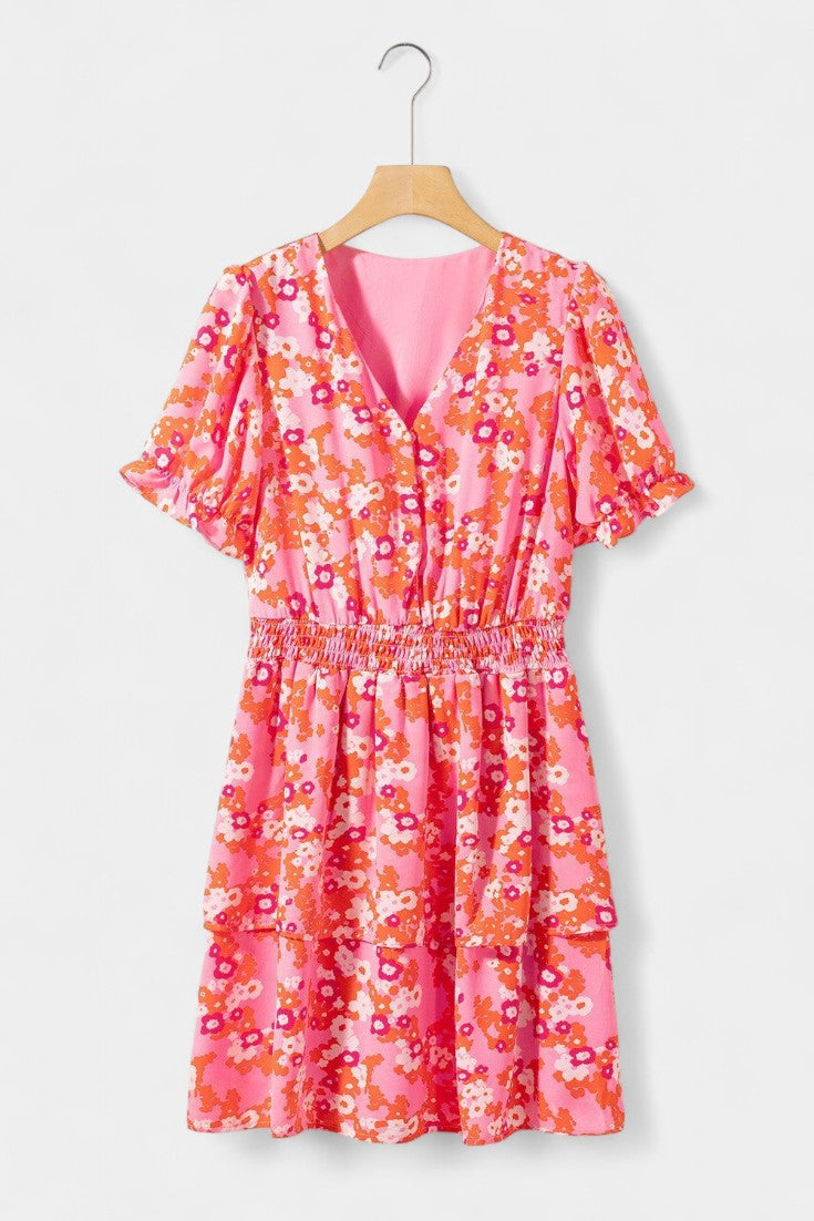 Robe fleurie Kimberly à volants et décolleté en V