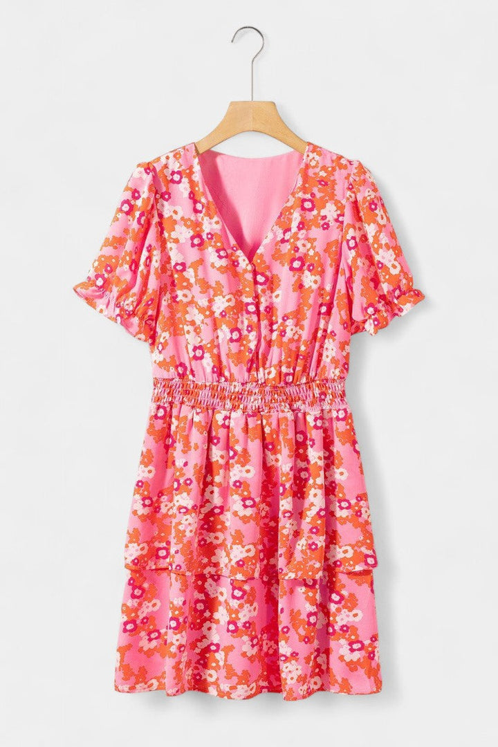 Robe fleurie Kimberly à volants et décolleté en V