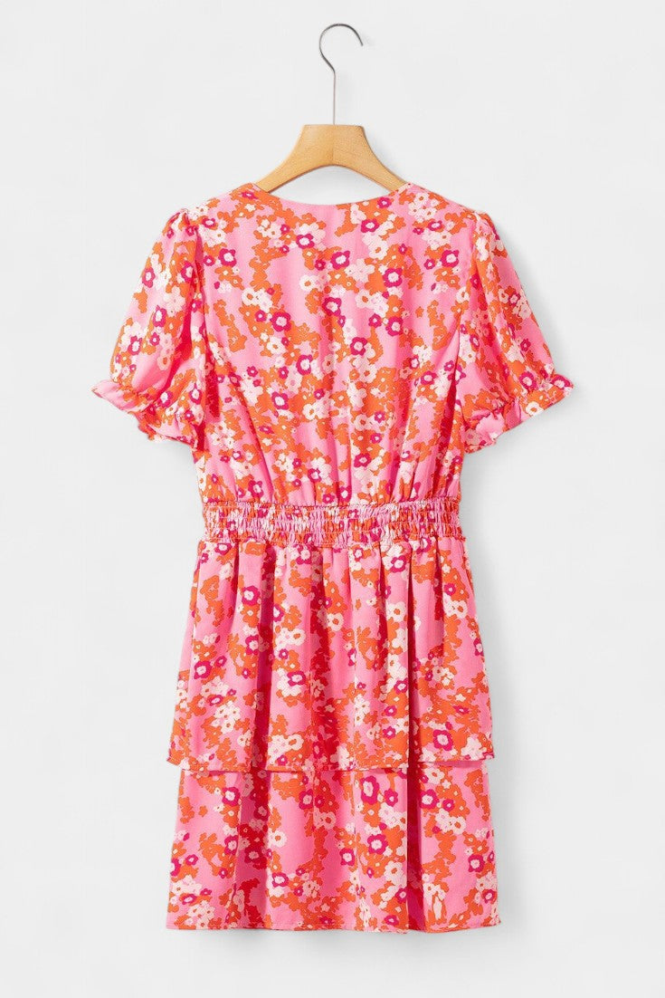 Robe fleurie Kimberly à volants et décolleté en V