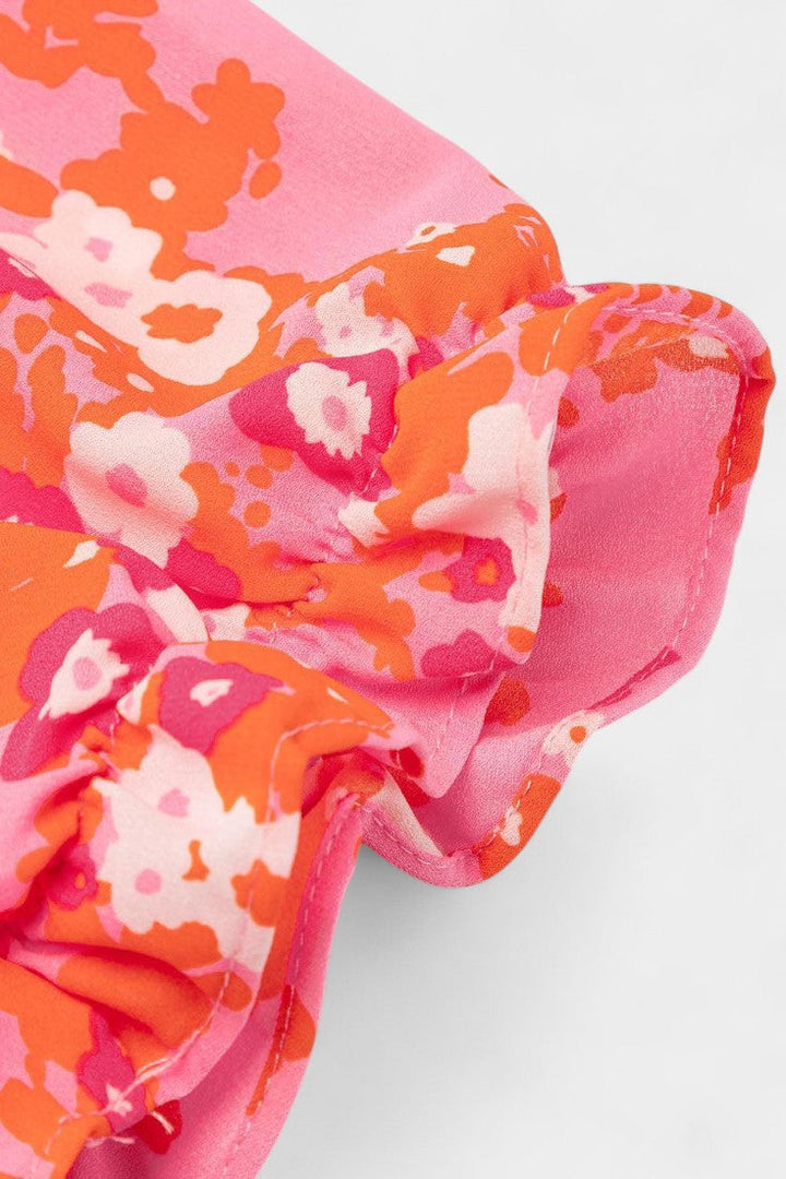 Robe fleurie Kimberly à volants et décolleté en V