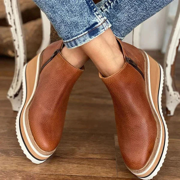Wedge Ankle Boots for Women – Comfortable Side Zip Walking Booties, Round Toe Fall and Winter Boots